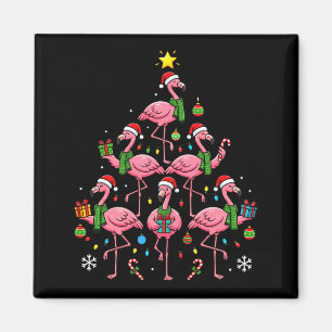 Funny Nk Flamingo Christmas Tree Santa Hats Holida Magnet