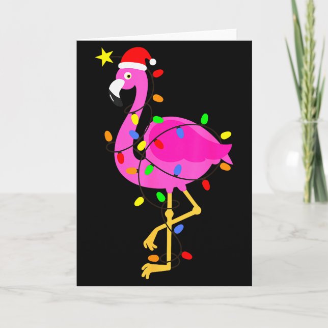 Funny Nk Flamingo In Santa Hat Christmas In July M Card (Front)