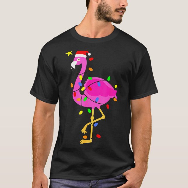 Funny Nk Flamingo In Santa Hat Christmas In July M T-Shirt (Front)