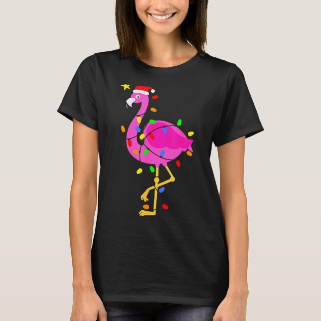 Funny Nk Flamingo In Santa Hat Christmas In July M T-Shirt (Front)