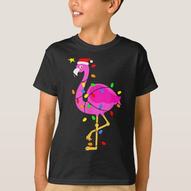 Funny Nk Flamingo In Santa Hat Christmas In July M T-Shirt (Front)