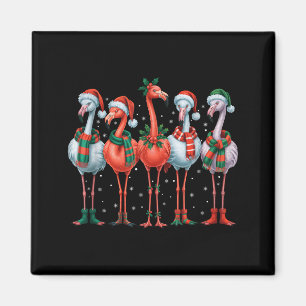 Funny Nk Flamingos Merry Christmas Tree Xmas Snowf Magnet