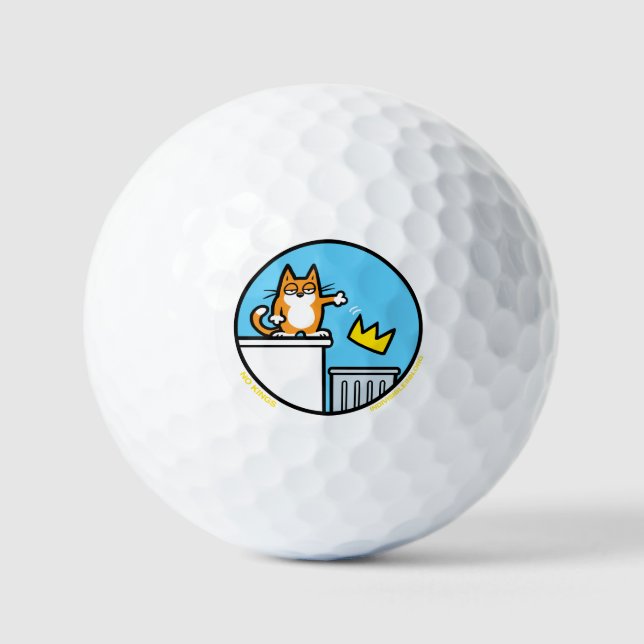 Funny No Kings Cat Cartoon on Golf Balls (Front)