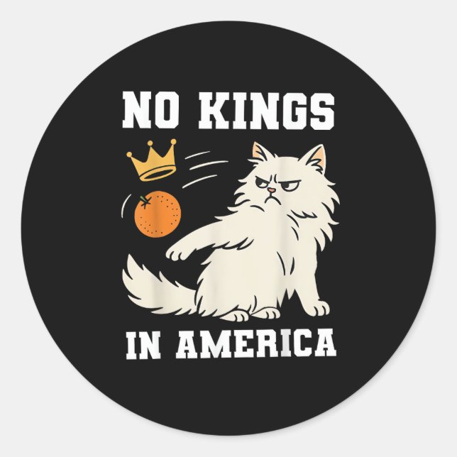 Funny No Kings In America Retro Classic Classic Round Sticker (Front)