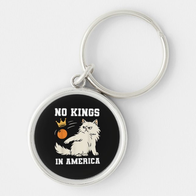 Funny No Kings In America Retro Classic Key Ring (Front)