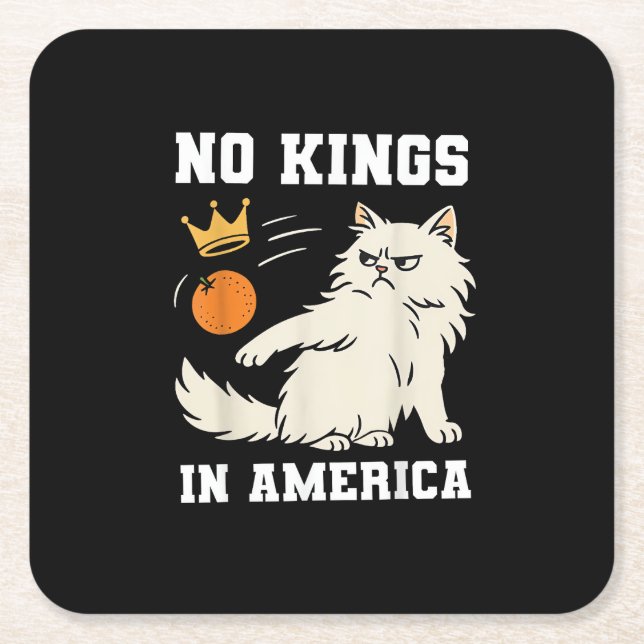 Funny No Kings In America Retro Classic Square Paper Coaster (Front)