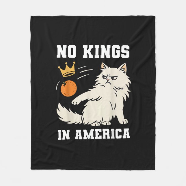 Funny No Kings in America Retro Classic Style Fleece Blanket (Front)