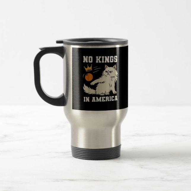 Funny No Kings In America Retro Classic Travel Mug (Left)