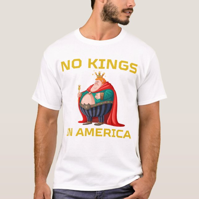 Funny No Kings In America USA Independence T-Shirt (Front)