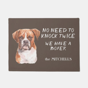 Funny No Need to Knock Twice Boxer Dog Doormat