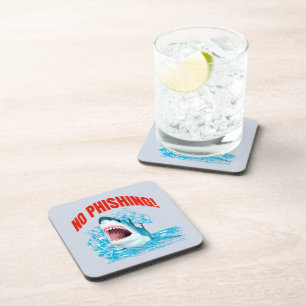 Funny No Phishing Shark Coaster