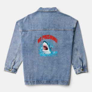 Funny No Phishing Shark Denim Jacket
