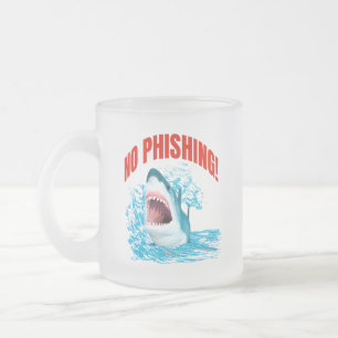 Funny No Phishing Shark Frosted Glass Coffee Mug