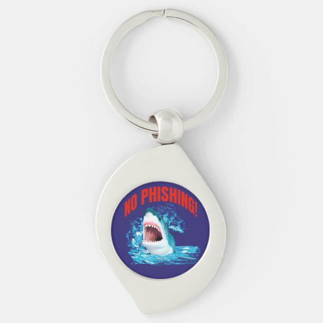Funny No Phishing Shark Key Ring (Front)