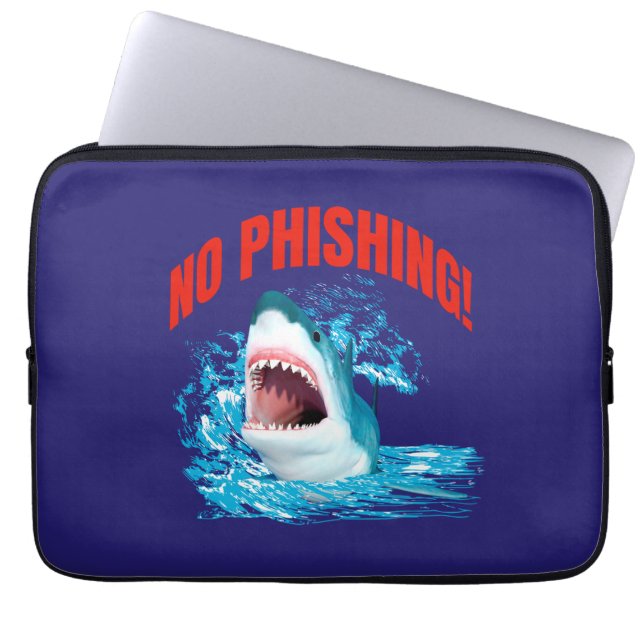 Funny No Phishing Shark Laptop Sleeve (Front)