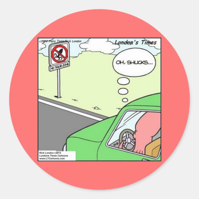 Funny No Squid Zone Classic Round Sticker (Front)