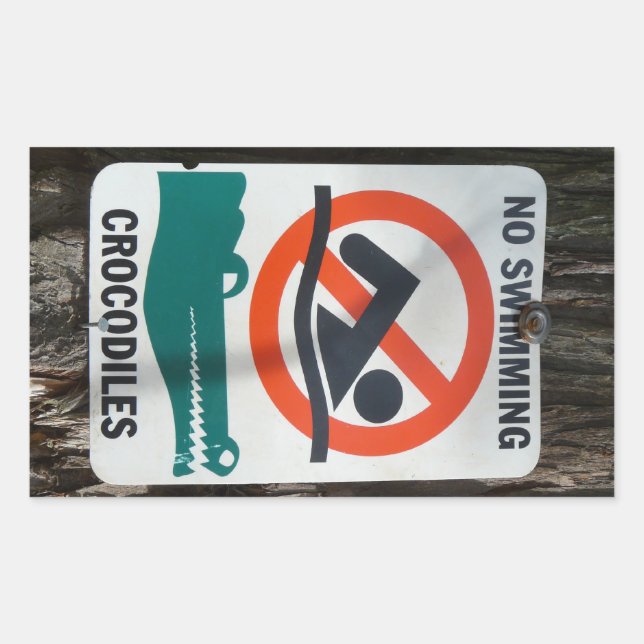 Funny NO SWIMMING Warning Sign Rectangular Sticker (Front)