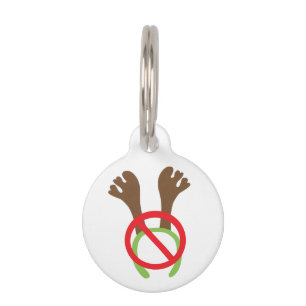 Funny No to Novelty Antlers Protest Pet Tag