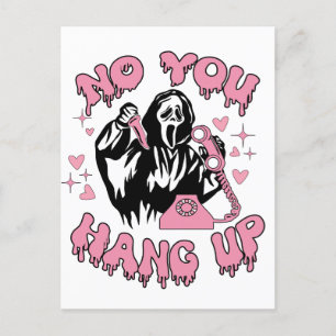 Funny No You Hang Up! Funny Pink Grim Reaper Postcard