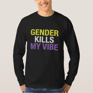Funny Nonbinary Flag Enby Genderqueer Non Binary T-Shirt