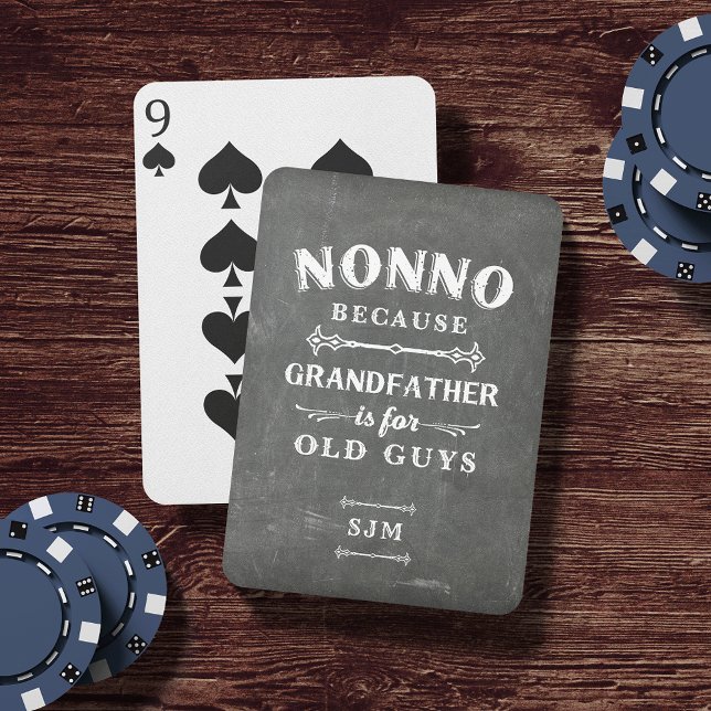 Funny Nonno Grandfather Monogram Playing Cards (Creator Uploaded)