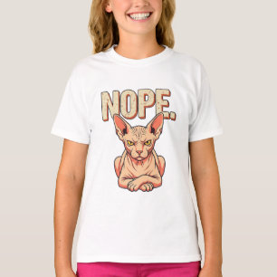 Funny NOPE Annoyed Sphynx Cat Vintage Humour T-Shirt