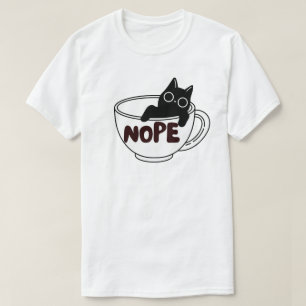 Funny Nope Coffee Cat Design T-Shirt