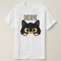 Funny Nope Peeking Black Cat Illustration