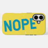Funny Nope Typography Turquoise Blue and Yellow