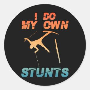 Funny Nordic Mountain Skiing Art For Men Women Ski Classic Round Sticker