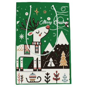  Funny  Nordic Reindeer Pattern Medium Gift Bag