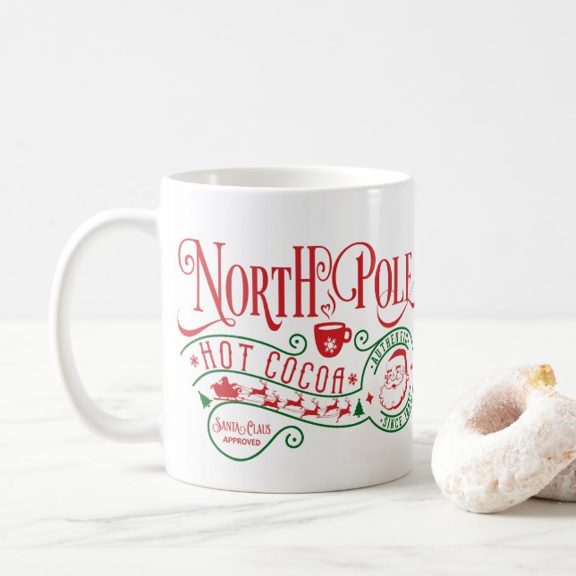 Funny North Pole Hot Chocolate Christmas Coffee Mug (With Donut)
