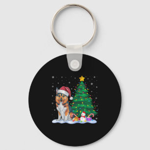 Funny Norwegian Elkhound Dog Xmas Tree Lights Rein Key Ring