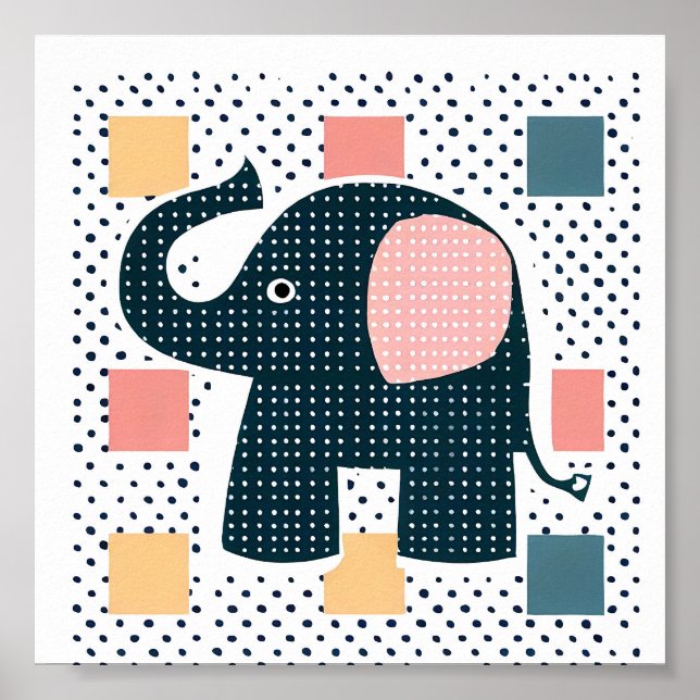 Funny Nose Elephant Kids Animal  Poster (Front)