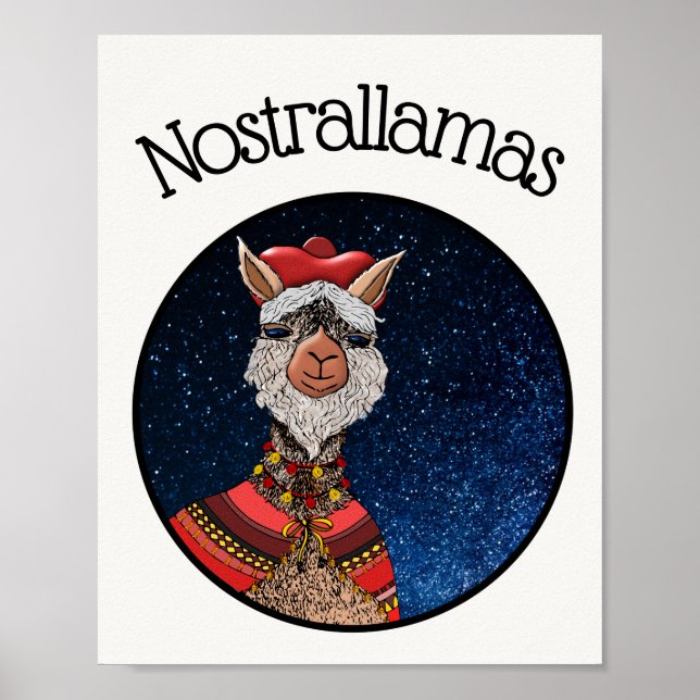 Funny Nostrallamas  | Llama Nostradamus Pun Poster (Front)