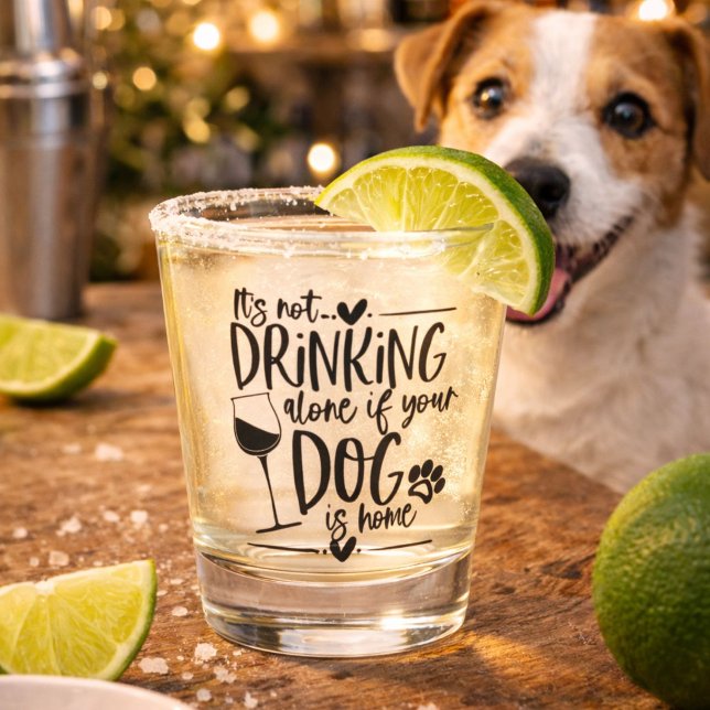 Funny Not Drinking Alone if Your Dog is Home Shot Glass (Creator Uploaded)