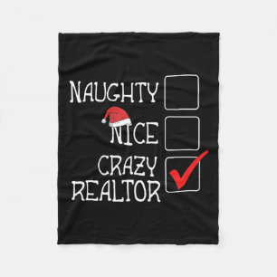 Funny Not Naughty Not Nice I'm Realtor Merry Xmas Fleece Blanket