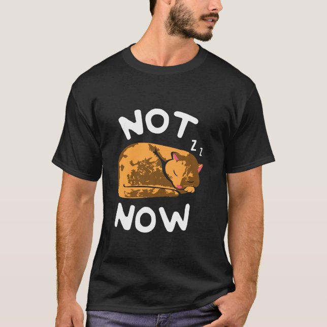 Funny Not Now Cat Pet Owner Cute Tired Kitten Lazy T-Shirt (Front)