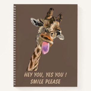 Funny Notebook with Playful Giraffe - Custom Text
