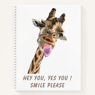 Funny Notebook with Playful Giraffe - Smile