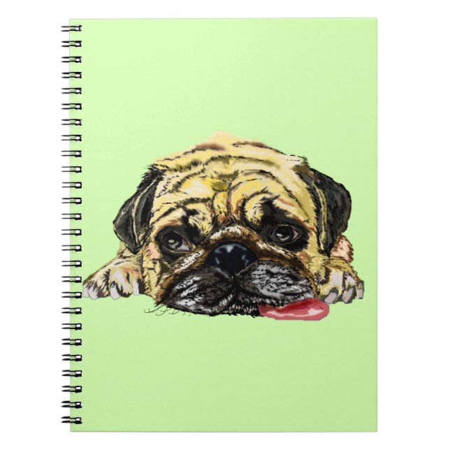 Funny Notebook with Pug Dog - Your Colours (Front)