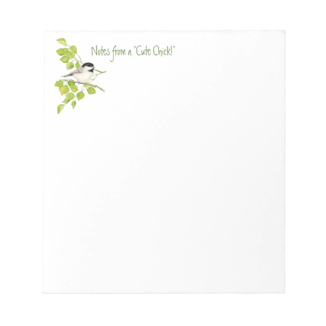 Funny Notes from Cute Chick, Chickadee, bird (Front)