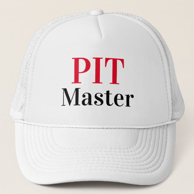Funny Novelty Baseball PIT MASTER Trucker Hat (Front)
