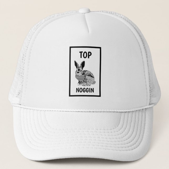 Funny Novelty Baseball TOP NOGGIN Trucker Hat (Front)