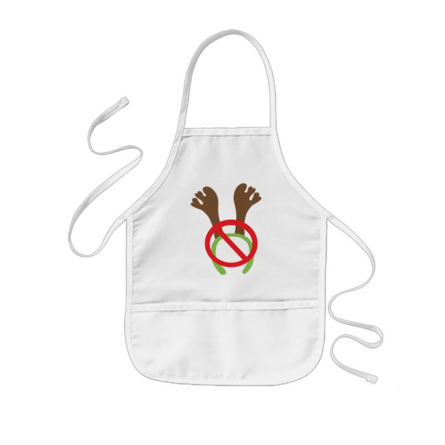 Funny Novelty Christmas Antlers Banned Sign Kids Apron (Front)