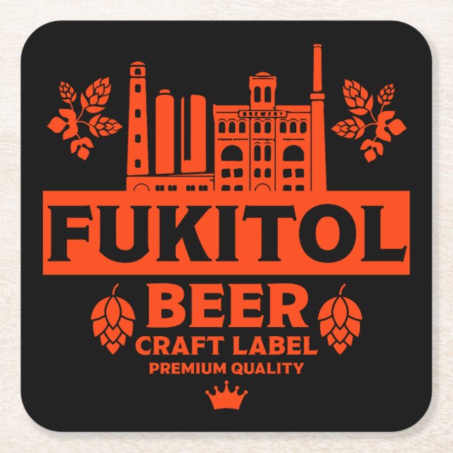 Funny Novelty Christmas Beer Labels Square Paper Coaster (Front)