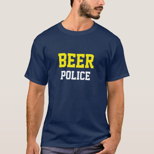 Funny Novelty College Style BEER POLICE T-Shirt (Front)
