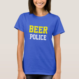 Funny Novelty College Style Design BEER POLICE T-Shirt
