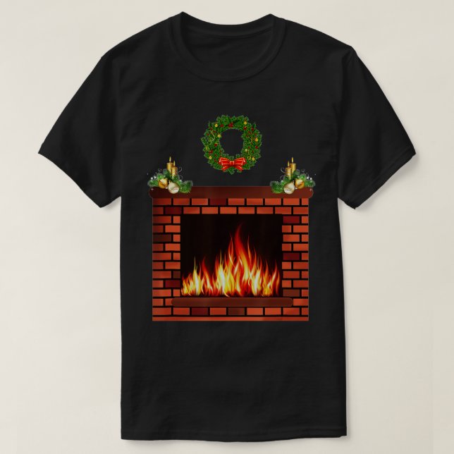 Funny novelty cool xmas gifts ugly style fireplace T-Shirt (Design Front)