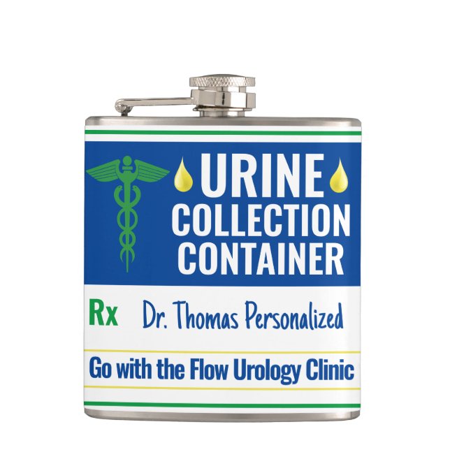 Funny Novelty Doctor Nurse Urine Collection Custom Hip Flask (Front)